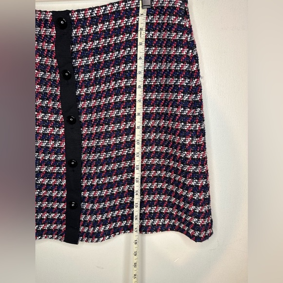 LOFT Size 14P Petite Plaid‎ Tweed Faux Button-Front Skirt
Red White Blue & Black - Picture 7 of 13